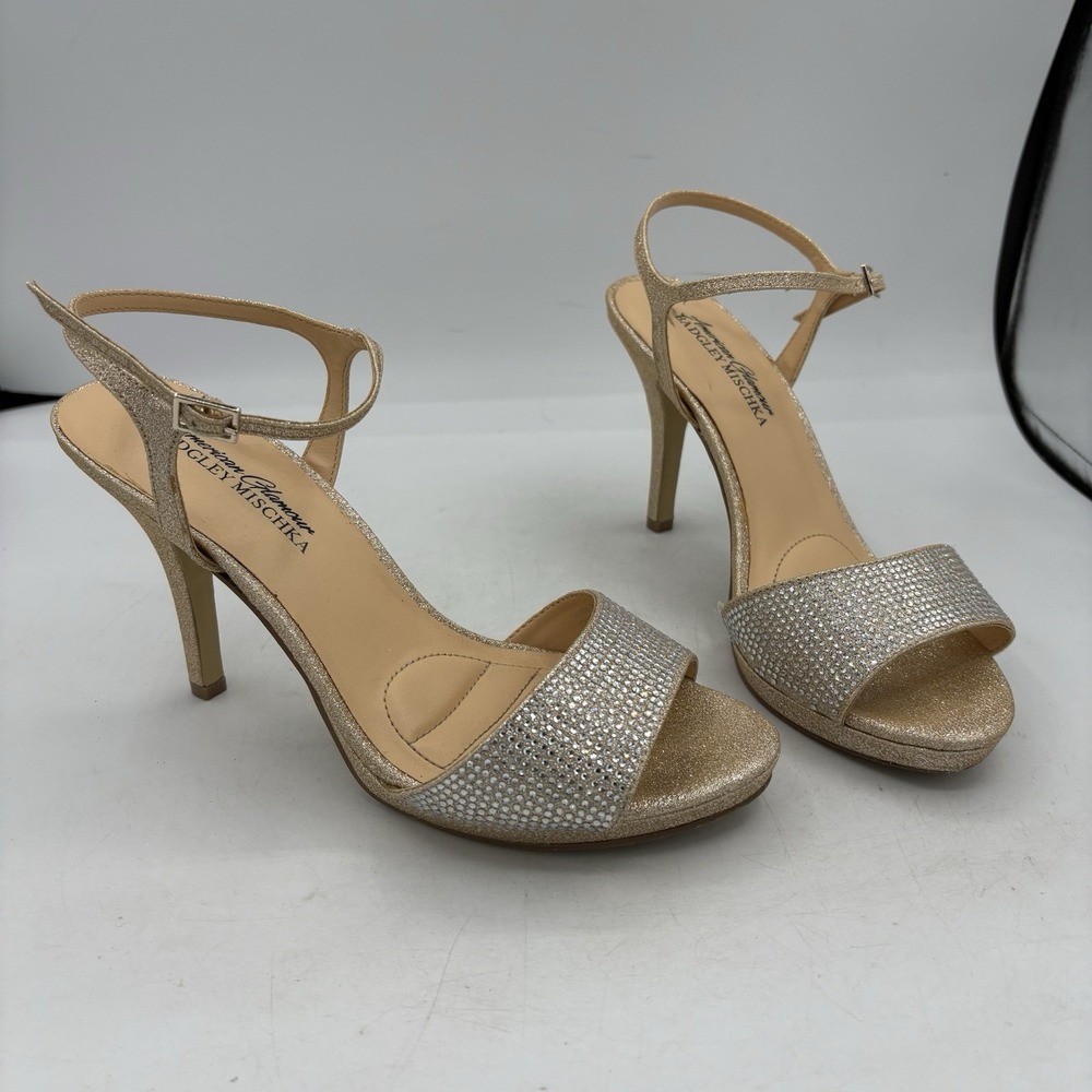 Badgley Mischka‎ American Glamour Shoes Womens Size 7 W Wide Glitter Heels Dress